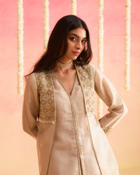 Mahtaab - Muted Beige soft tissue Hand Embroidered 3-piece Set