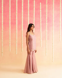 Mehr – Blush Pink Tissue Sharara Set
