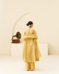 Sonah - Sunflower Yellow Pure Tissue Handwork Kurta Set