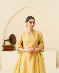 Sonah - Sunflower Yellow Pure Tissue Handwork Kurta Set