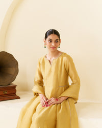 Sonah - Sunflower Yellow Pure Tissue Handwork Kurta Set