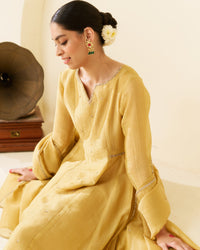 Sonah - Sunflower Yellow Pure Tissue Handwork Kurta Set