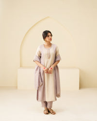 Nargis - Lavender & Beige Soft Tissue Kurta Set