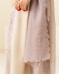 Nargis - Lavender & Beige Soft Tissue Kurta Set