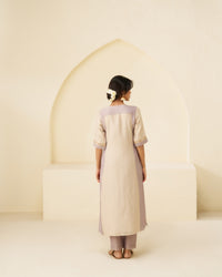 Nargis - Lavender & Beige Soft Tissue Kurta Set