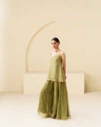 Roohi - Green glass crush Flared Set