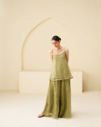 Roohi - Green glass crush Flared Set