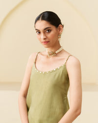 Roohi - Green glass crush Flared Set