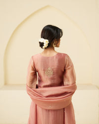 Gulnaar - Dusty Rose Pure Tissue Hand Embroidered Kurta Set