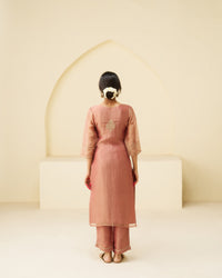 Gulnaar - Dusty Rose Pure Tissue Hand Embroidered Kurta Set